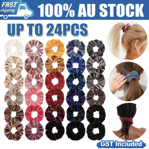 UP 24X Hair Scrunchies Flannel Velvet Hair Ties Hair Band Women Ponytail Holder