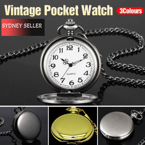 Antique Retro Mechanical Skeleton Steampunk Mens Pocket Watch Open Case Chain