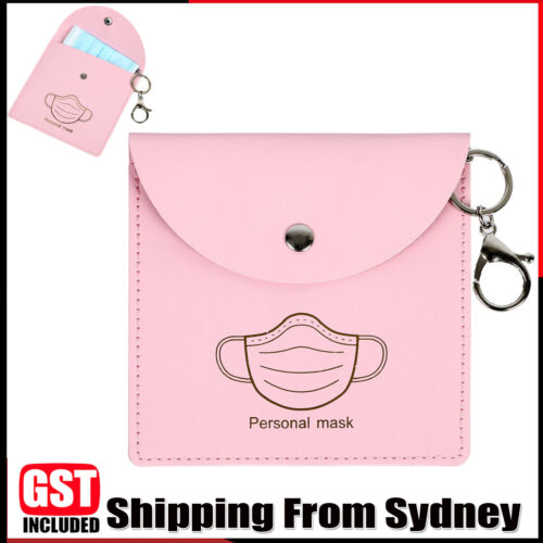Face Mask PU Leather Storage with Keychain Holder Travel Organizer Compact AUS