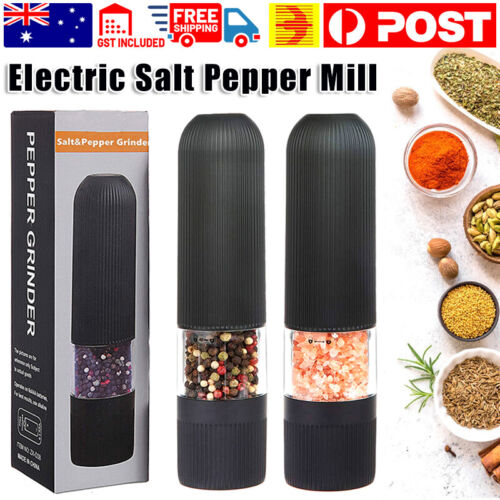 Electric Salt Pepper Mill Grinder Battery Powered LED Light Adjustable