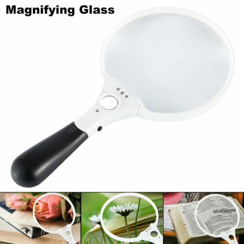 Extra Large Handheld Reading Magnifier 25X Magnifying Glass With 3 LED Lights 2X