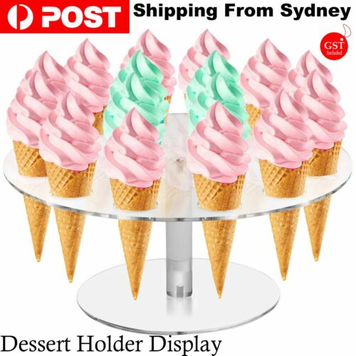 16-Hole Round Acrylic Ice Cream Cone Dessert Holder Display Stand Banquet Shelf