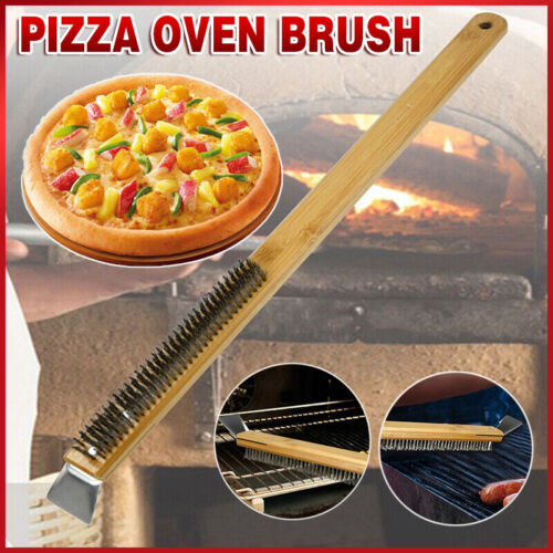 Pizza Oven Brush Steel Wire Pizza Stone Cleaning Brush With Scraper Oven Clean