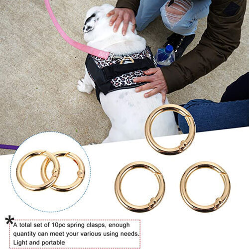 10Pcs Metal Spring O-Ring Buckles Clips Carabiner Bag Belt Gate Snap Hooks 33MM