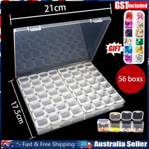 56Grids Storage Box Plastic Jewelry Organizer Case Container Bead Craft Portable