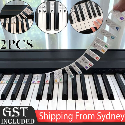 2Pcs Silicone Keyboard Piano Sticker 88 Keys Note For Learner Reusable Label AU