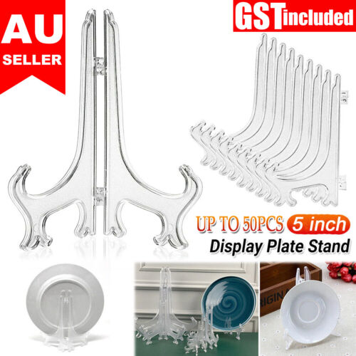 UP50x Clear Plate Stand Display Easel Photo Picture Bowl Dish Holder Frame Clear