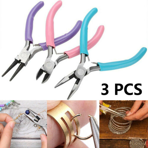 3x Beading Jewelry Making Tools Wire Cutter Mini Pliers Set Jewellery Repair Kit - Lets Party