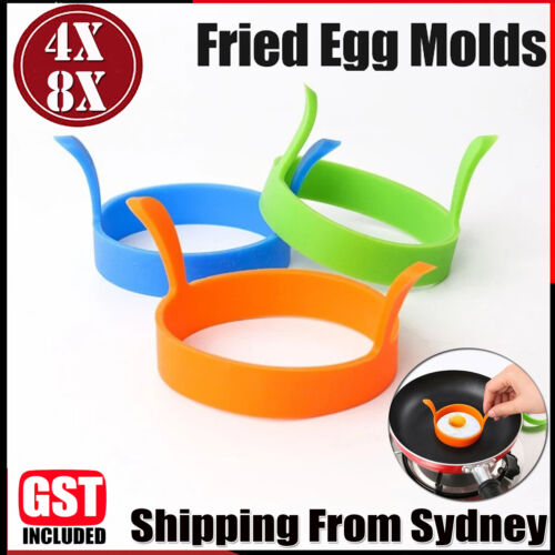 4/8X Silicone Egg Rings Tools Kitchen Fried egg Pancake Handles Non Stick Baking - Lets Party