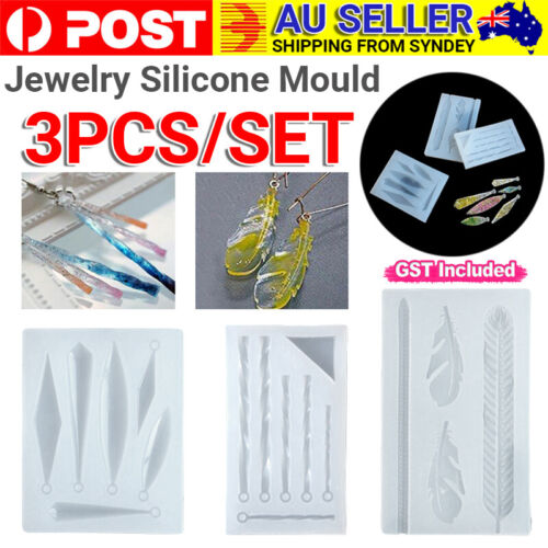 3x Silicone Earring Pendant Mold Jewelry Making Resin Epoxy Mould Casting Craft