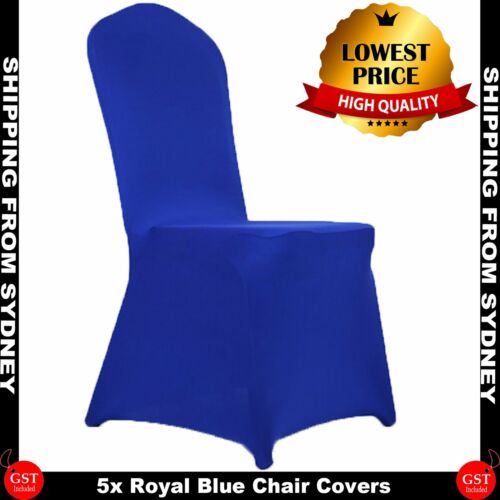 5x Royal Blue Chair Covers Full Seat Cover Spandex Stretch Banquet Wedding Party