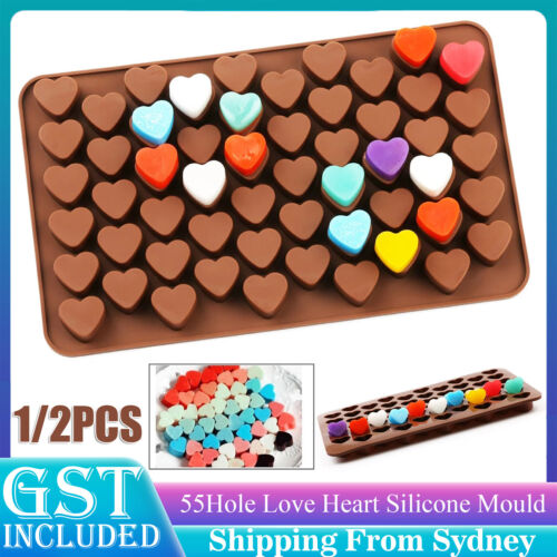 55Hole Love Heart Silicone Mould Chocolate Mold Candy Gummy Maker Jelly Tray AUS