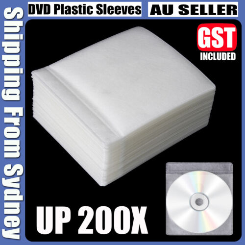 100-200pcs Premium White CD DVD Double Sided Plastic Sleeves Holds 2 discs AU