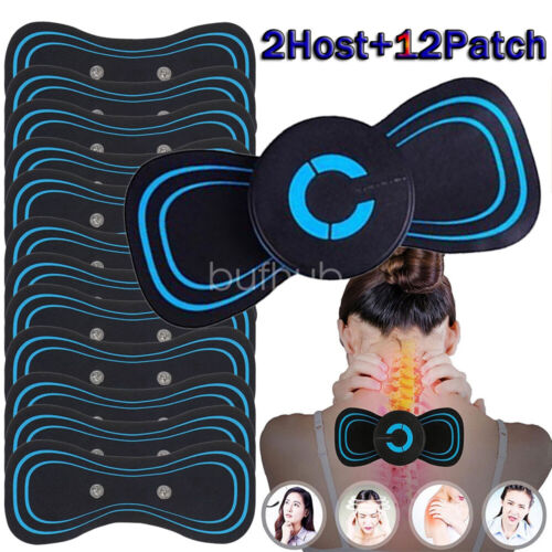2host+12Patch Electric Neck Back Massager EMS Cervical Massage Patch Relief Pain - Lets Party