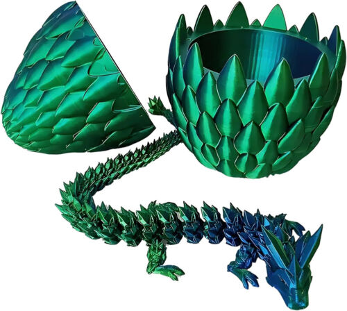 3D Printed Crystal Dragon Dinosaur in Scale Egg Posable Flexible Fidget Toy Gift
