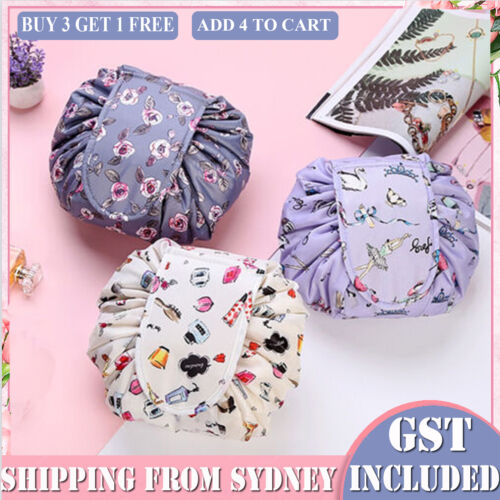 Lazy Drawstring Cosmetic Travel Magic Storage Make Up Bag Pouch Toiletry Case AU