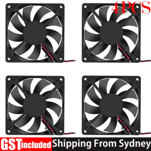 4PCS Brushless Silent Compute Fan 80x80x10mm DC 12V PC Case Cooling Fans Black A - Lets Party