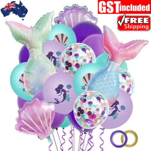 22/44X Mermaid Tail Balloons Set Party Supplies Kids Girls Birthday Decoration