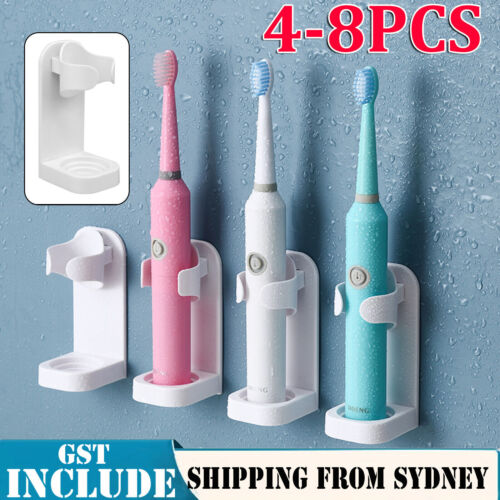 4-8x Electric Toothbrush Wall-Mounted Holder Stand Storage Organizer Adhesive AU - Lets Party