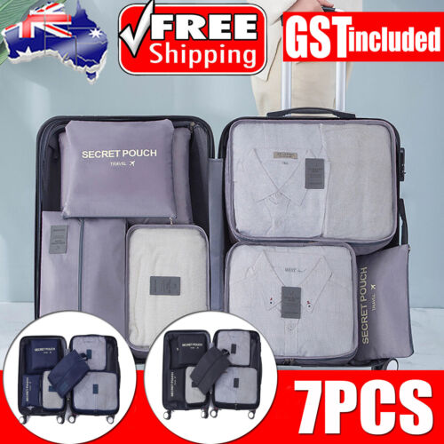 7Pcs Travel Luggage Organizer Set Bags Storage Pouches Suitcase Backpack Storage
