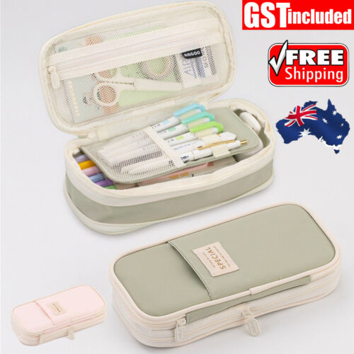 Zipper Pencil Case Pen Bag Organizer School Office Cosmetic Stationery Storage