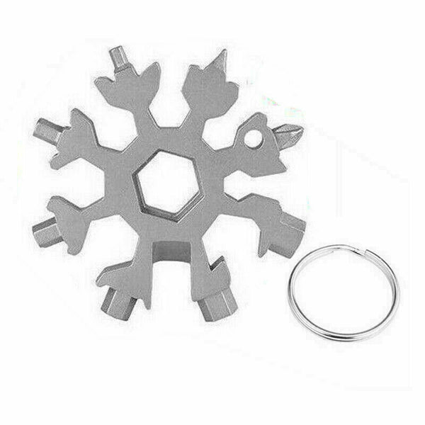 8 in 1 Stainless Multi-tool Snowflake Keychain Wrench Screwdriver Bottle Opener - Lets Party