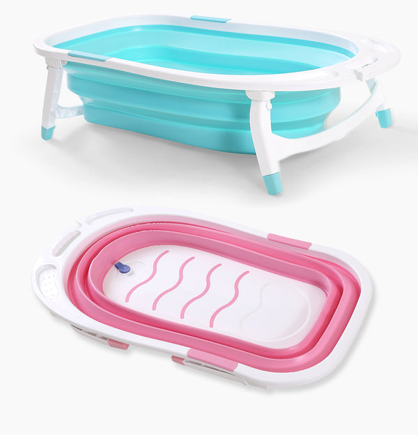Baby Bath Tub Infant Toddlers Foldable Bathtub Folding Safety Bathing Shower GN - Lets Party