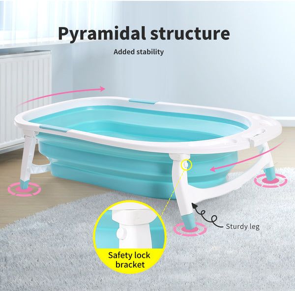 Baby Bath Tub Infant Toddlers Foldable Bathtub Folding Safety Bathing Shower GN - Lets Party