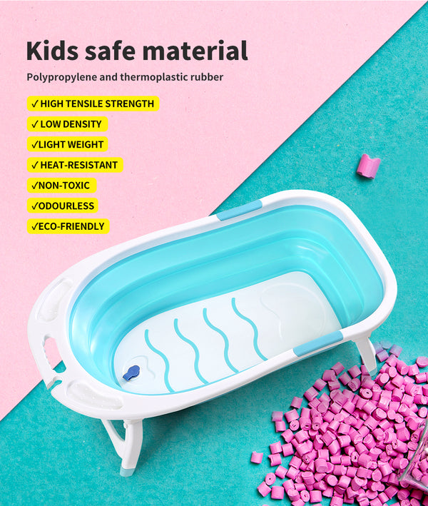 Baby Bath Tub Infant Toddlers Foldable Bathtub Folding Safety Bathing Shower GN - Lets Party