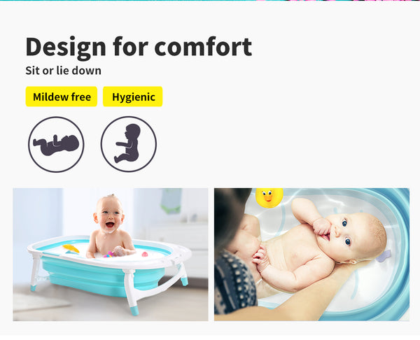Baby Bath Tub Infant Toddlers Foldable Bathtub Folding Safety Bathing Shower GN - Lets Party