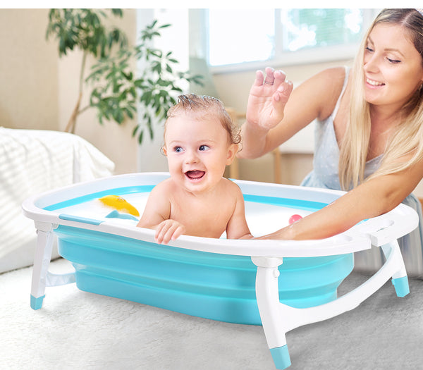 Baby Bath Tub Infant Toddlers Foldable Bathtub Folding Safety Bathing Shower GN - Lets Party