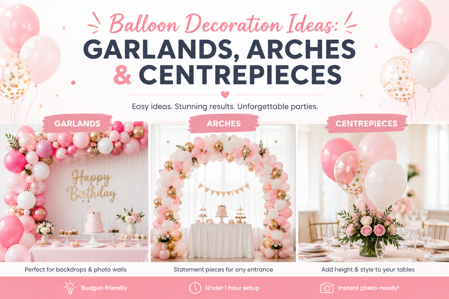 Balloon Decoration Ideas: Garlands, Arches & Centrepieces