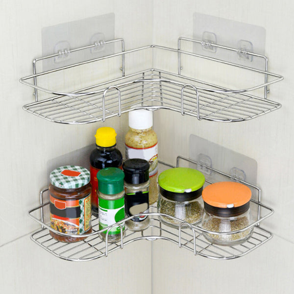 Stainless Steel Bath Shower Caddy Corner Storage Shelf Holder Rack Org