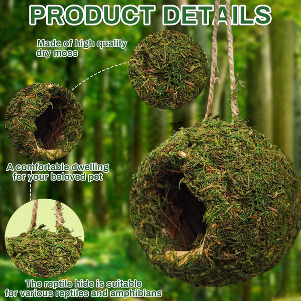 Hanging Bird Nest Moss Shelter Natural Hideout Nesting Hut Cage Decora