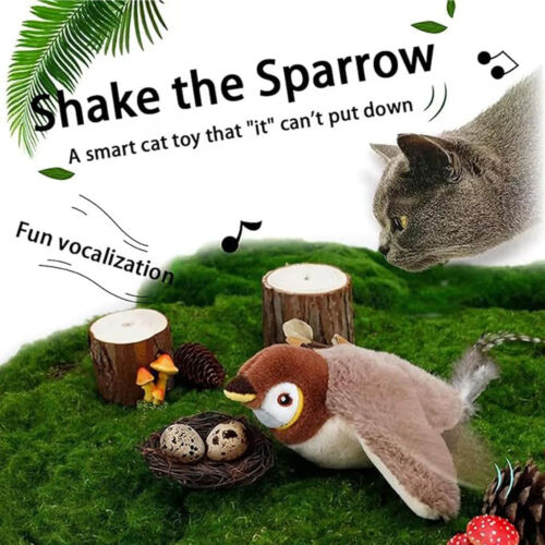 Electronic Interactive Cat Toy Flapping Wings Sparrow Bird Catnip Toys