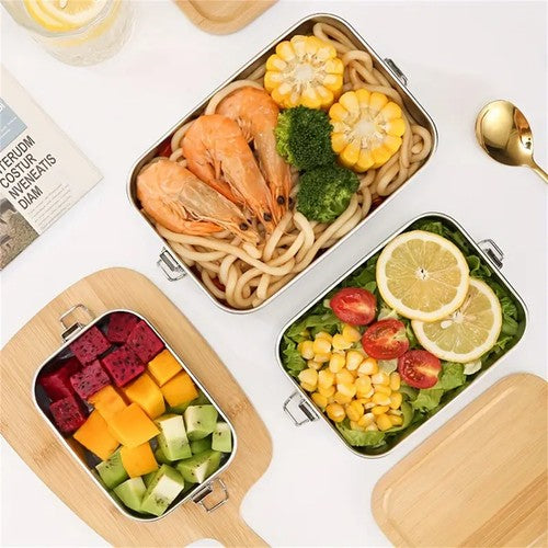 304 Stainless Steel Square Lunch Box Food Container Bento Box for Scho