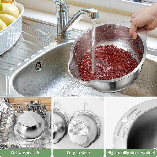 Rice Washer Strainer Bowl Stainless Steel Rice Washing Bowl Rice Sieve
