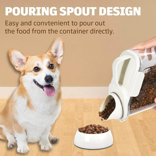 2pc 2800ml Airtight Grain Storage Jar with Measuring Cup Food Pet Food