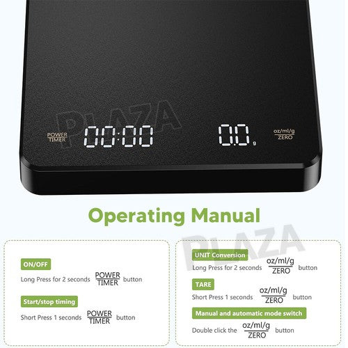 Electronic Digital Coffee Scale With Timer Precision High Display 3Kg/
