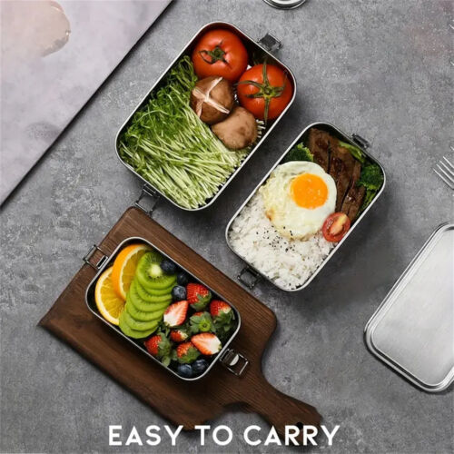 304 Stainless Steel Square Lunch Box Food Container Bento Box for Scho