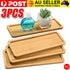 3PCS Bamboo Serving Tray Versatile Round-Edged Vanity Organizer forTea