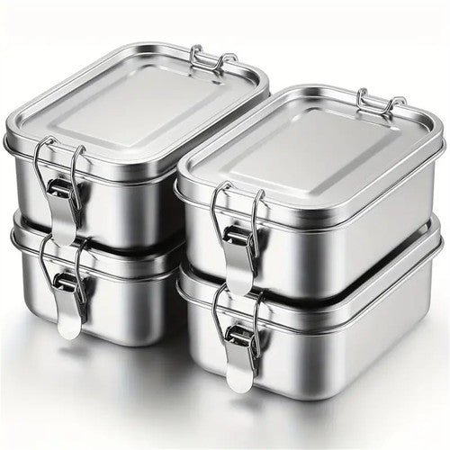 304 Stainless Steel Square Lunch Box Food Container Bento Box for Scho