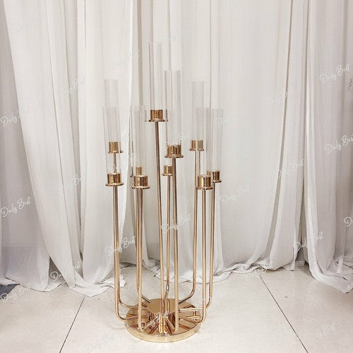 10 Heads Acrylic Candelabra Candlestick Stand Metal Wedding Party Prop