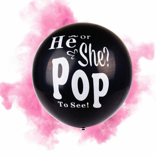 He or She Pop To See Gender Reveal Jumbo Baby Shower Balloon Powder Pi