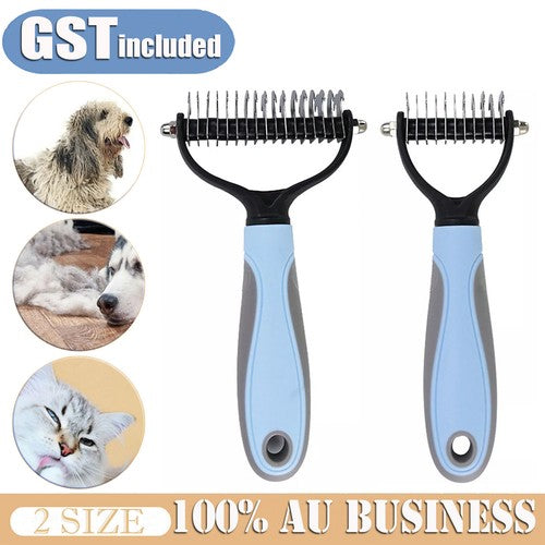 2x Dog Pet Grooming Comb Brush Undercoat Rake Dematting Deshedding Tri