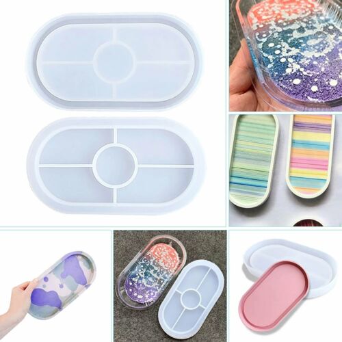 2pcs Silicone Oval Coaster Mold Tray Epoxy Resin Ashtray DIY Craft Jew