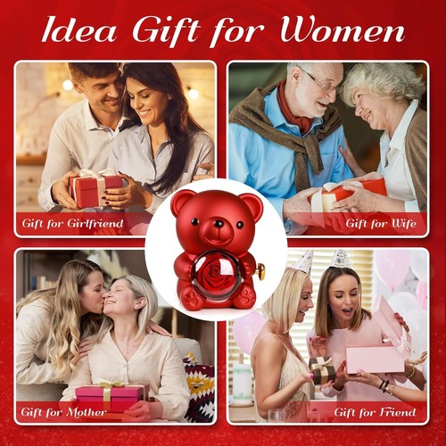 Eternal Rose Bear with Necklace Exquisite Gift Box for Valentine's&Mot
