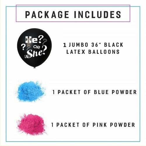 He or She Pop To See Gender Reveal Jumbo Baby Shower Balloon Powder Pi
