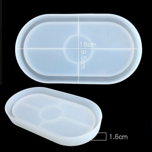 2pcs Silicone Oval Coaster Mold Tray Epoxy Resin Ashtray DIY Craft Jew
