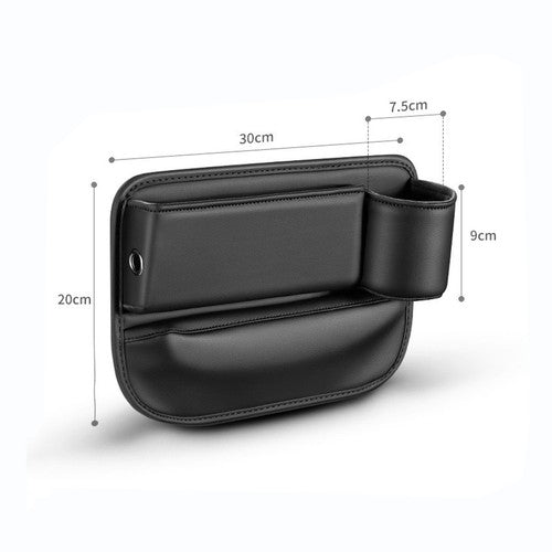 4x Universal Car Seat Gap Filler Organizer Leather Storage Box & Cup H